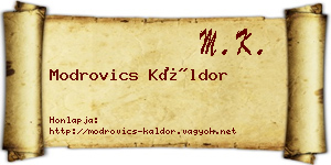 Modrovics Káldor névjegykártya
